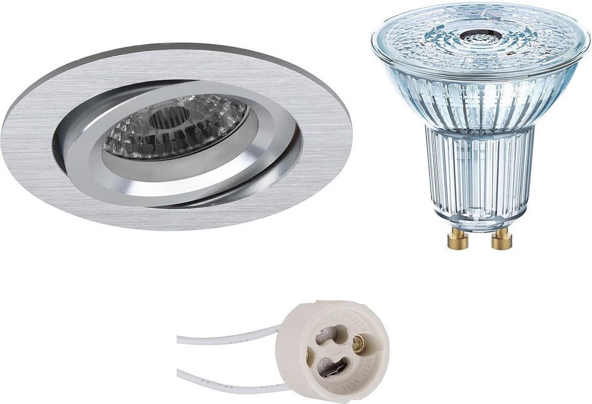 Osram - Led Spot Set - Parathom Par16 930 36d - Pragmi Aerony Pro - Gu10 Fitting - Dimbaar - Inbouw Rond - Mat Zilver - - Silver