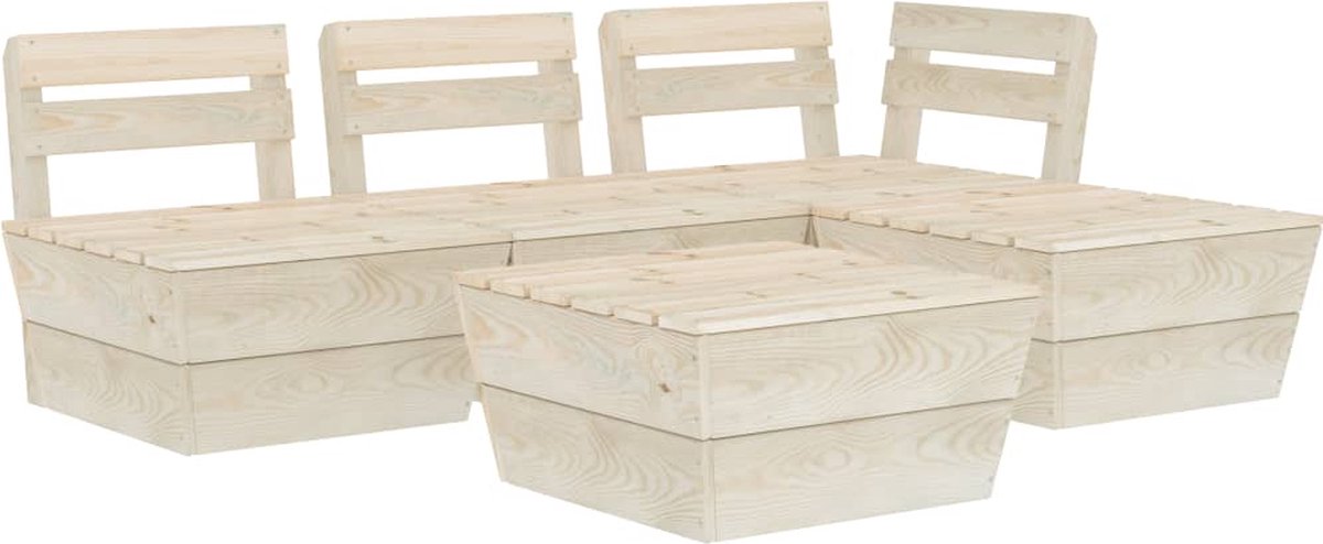 Vidaxl 5-delige Loungeset Pallet Geïmpregneerd Vurenhout - Beige