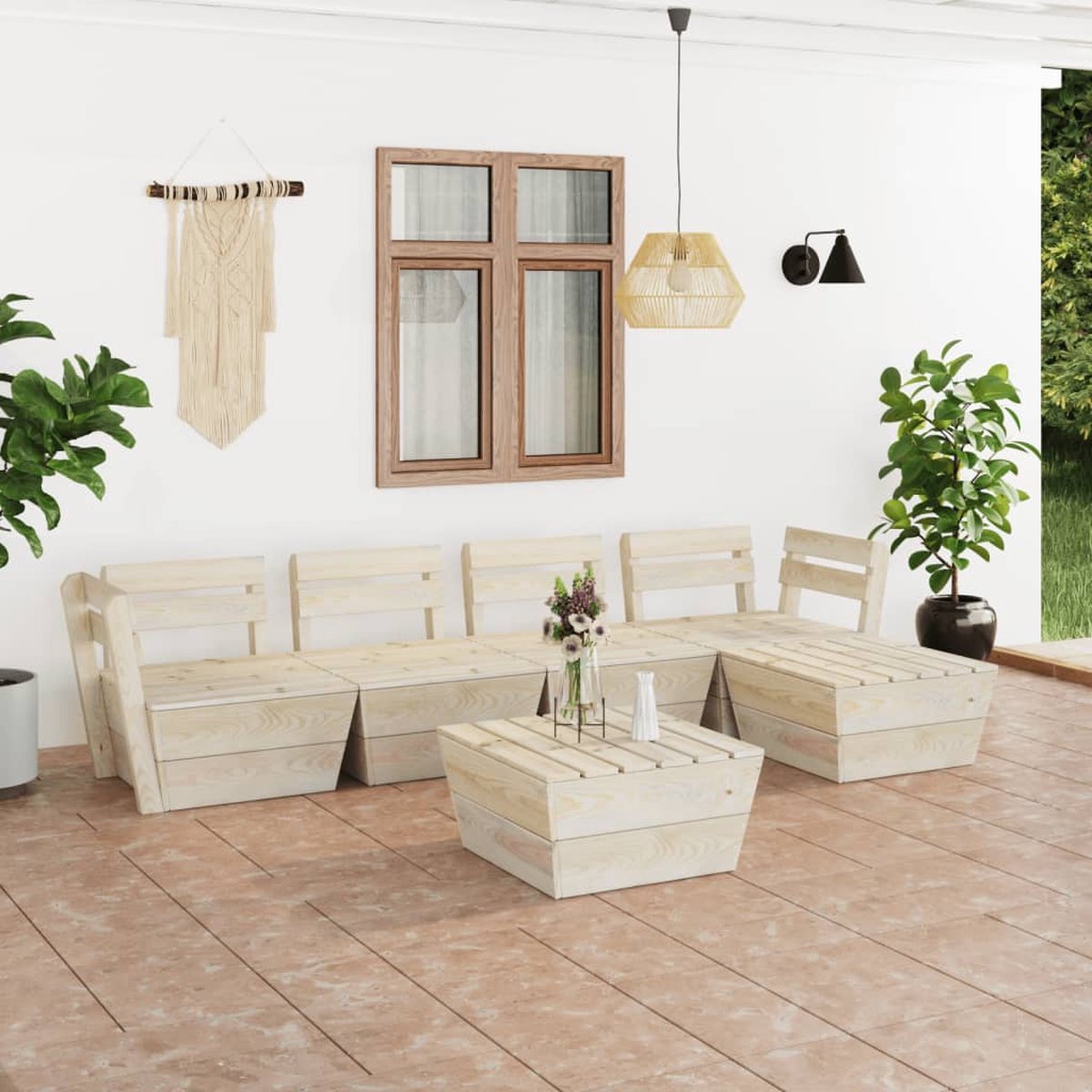 Vidaxl 6-delige Loungeset Pallet Geïmpregneerd Vurenhout - Beige