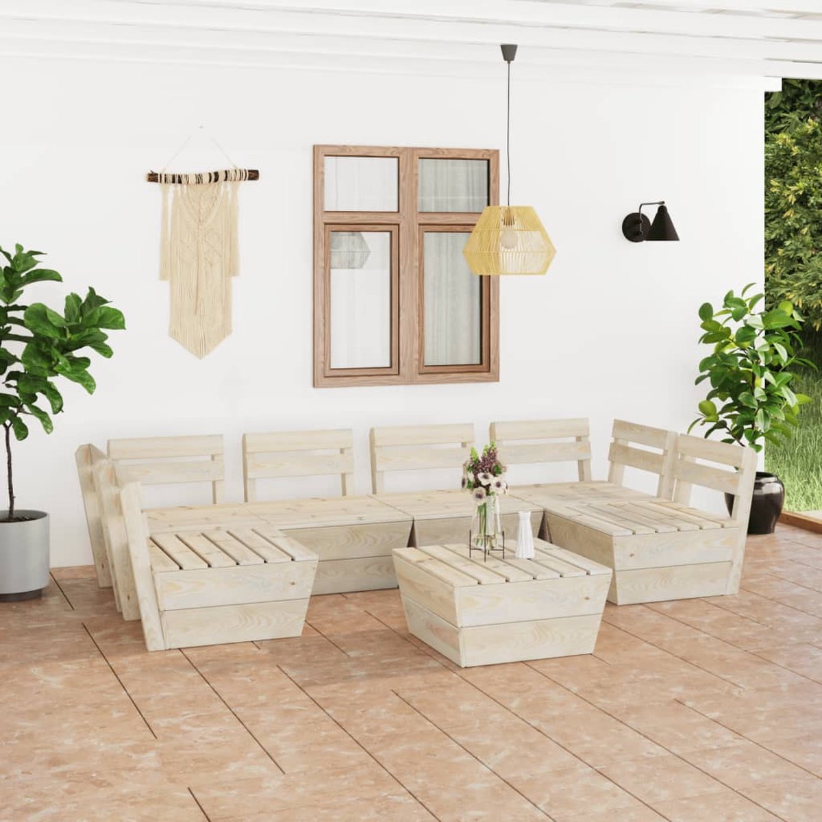 Vidaxl 7-delige Loungeset Pallet Geïmpregneerd Vurenhout - Beige