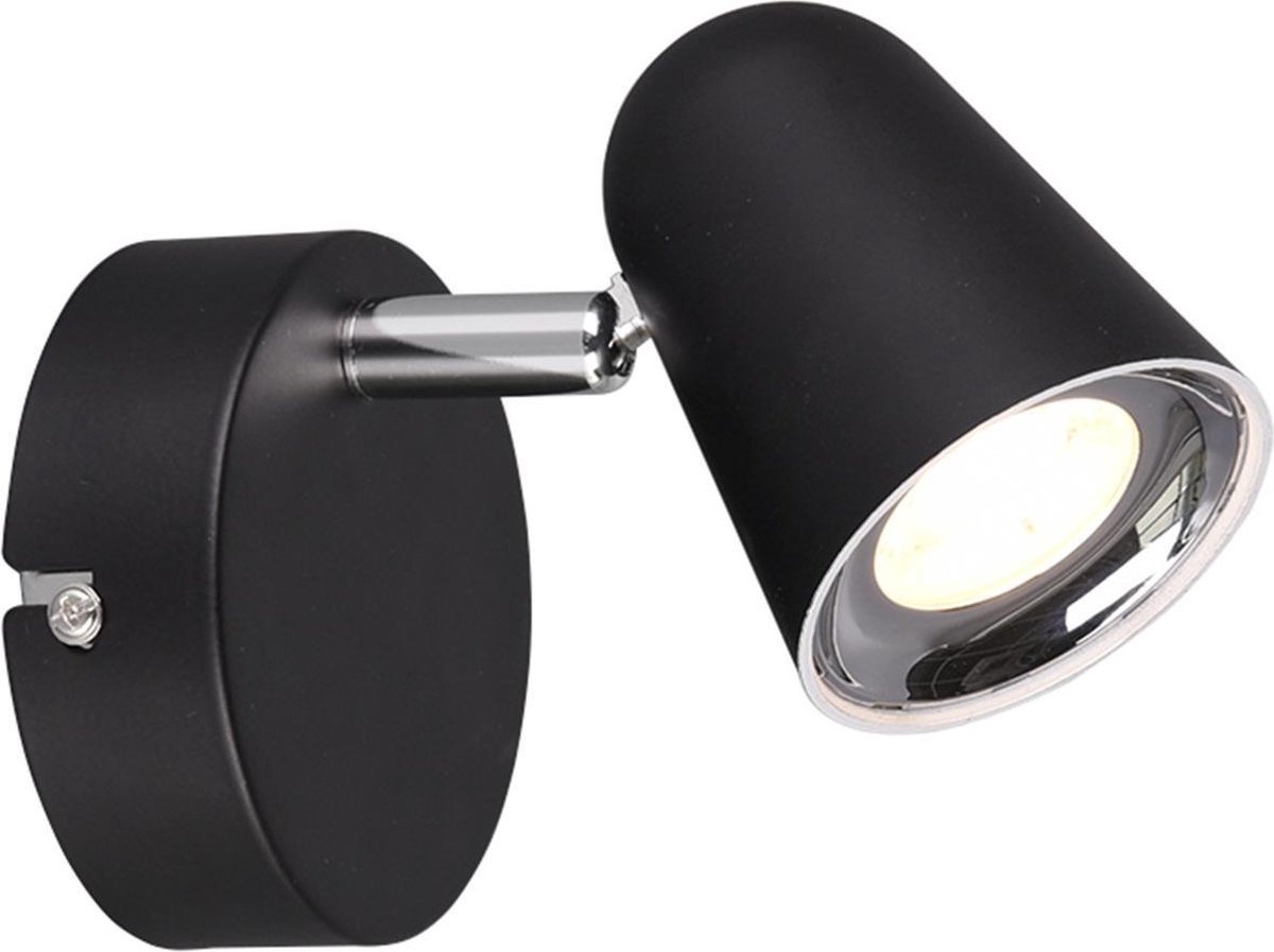 BES LED Led Wandspot - Trion Toluno - 3w - Warm Wit 3000k - 1-lichts - Rond - Mat - Kunststof - Zwart