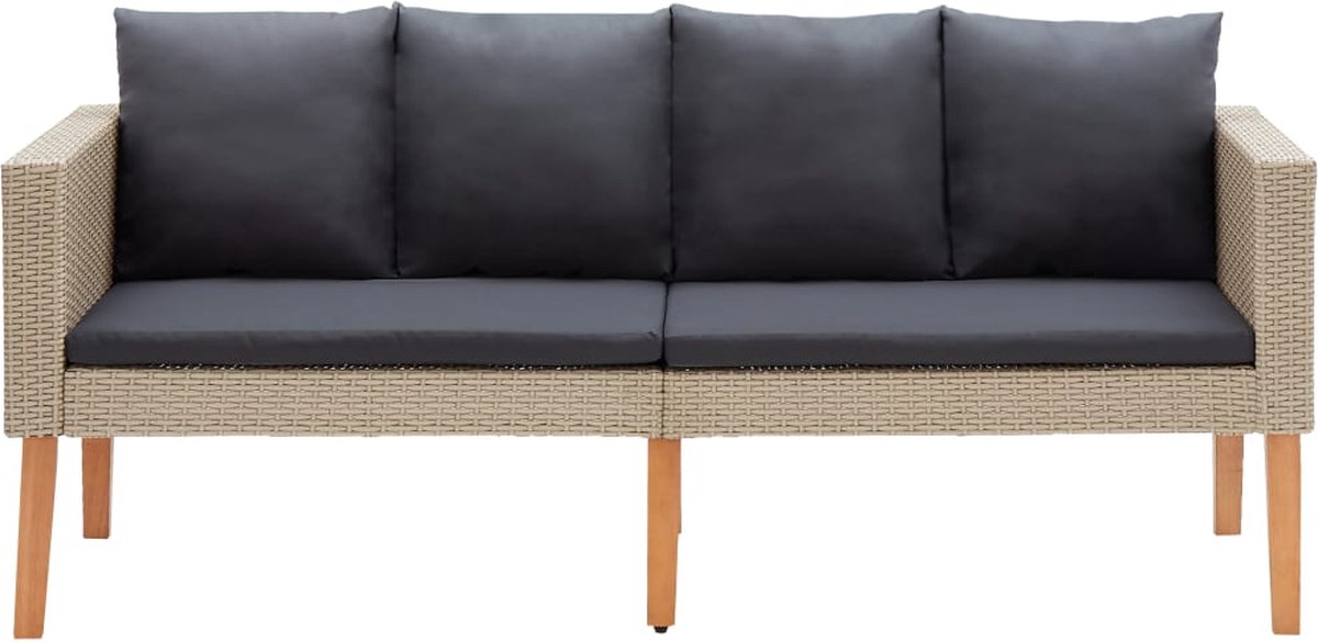 Vidaxl 2-delige Loungeset Met Kussens Poly Rattan - Beige