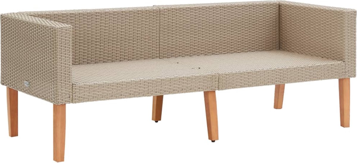 Vidaxl 2-delige Loungeset Met Kussens Poly Rattan - Beige