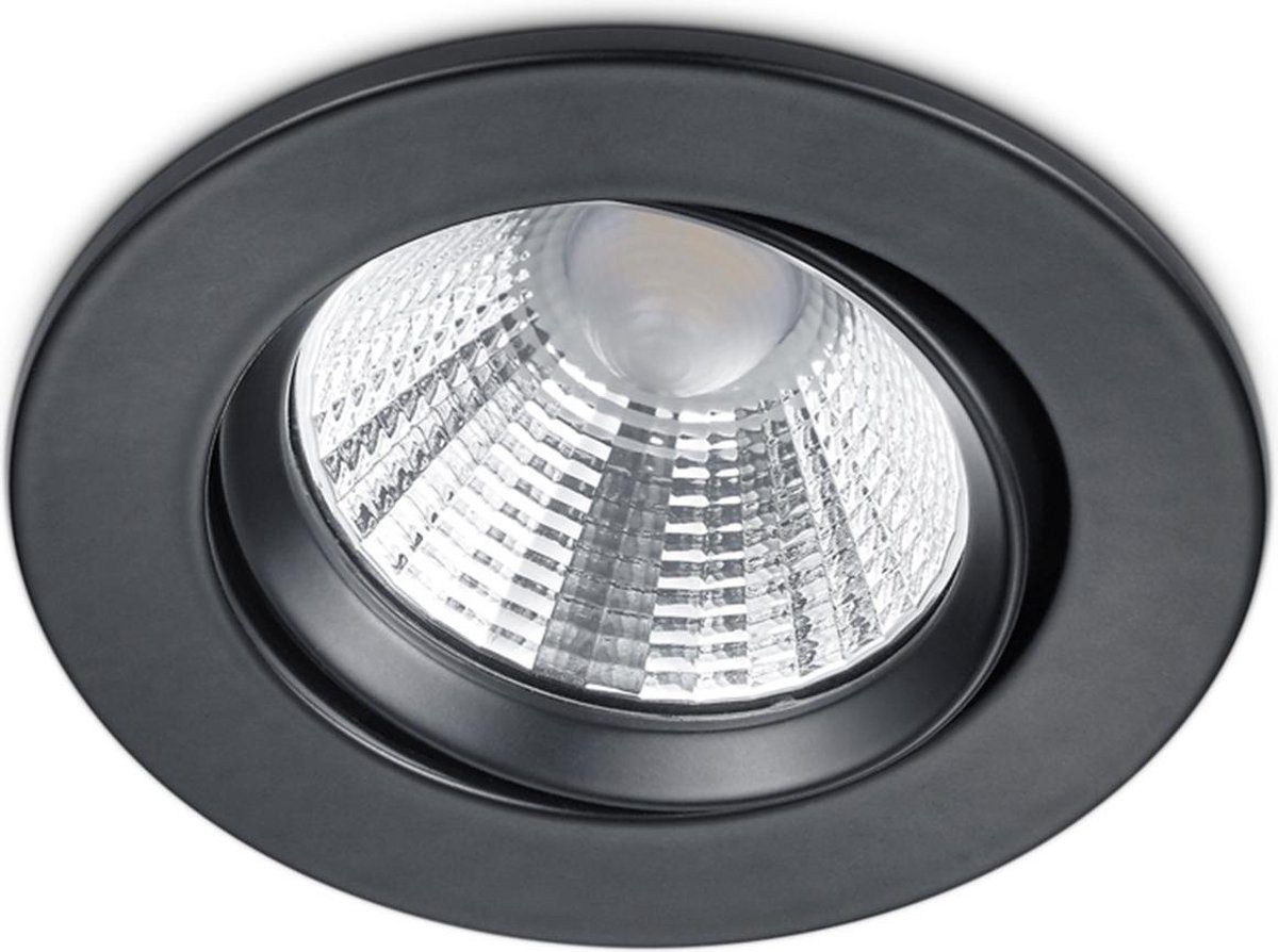 BES LED Led Spot - Inbouwspot - Trion Paniro - Rond 5w - Dimbaar - Warm Wit 3000k - Mat - Aluminium - Ø80mm - Zwart