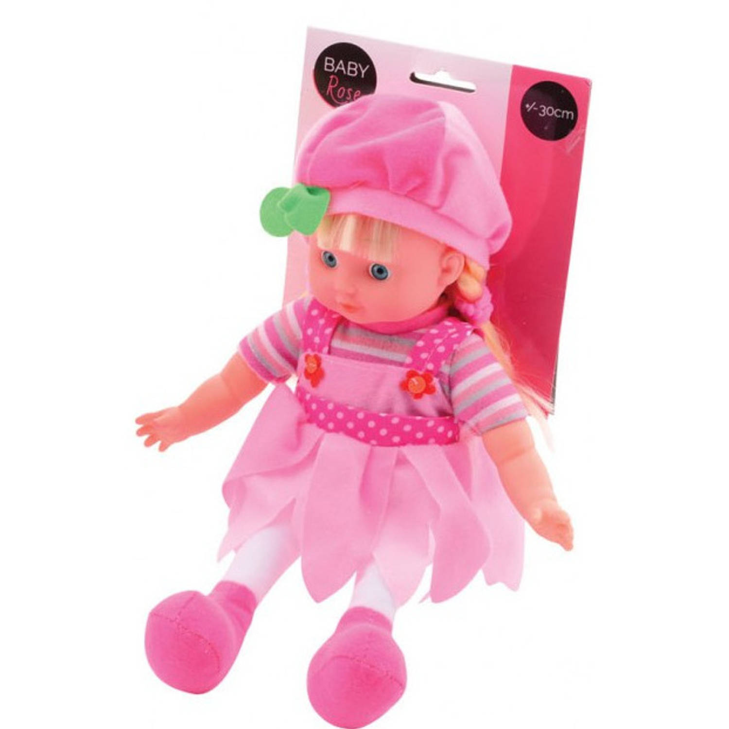 Johntoy Babypop Rose Meisjes 33 Cm Textiel Licht - Roze