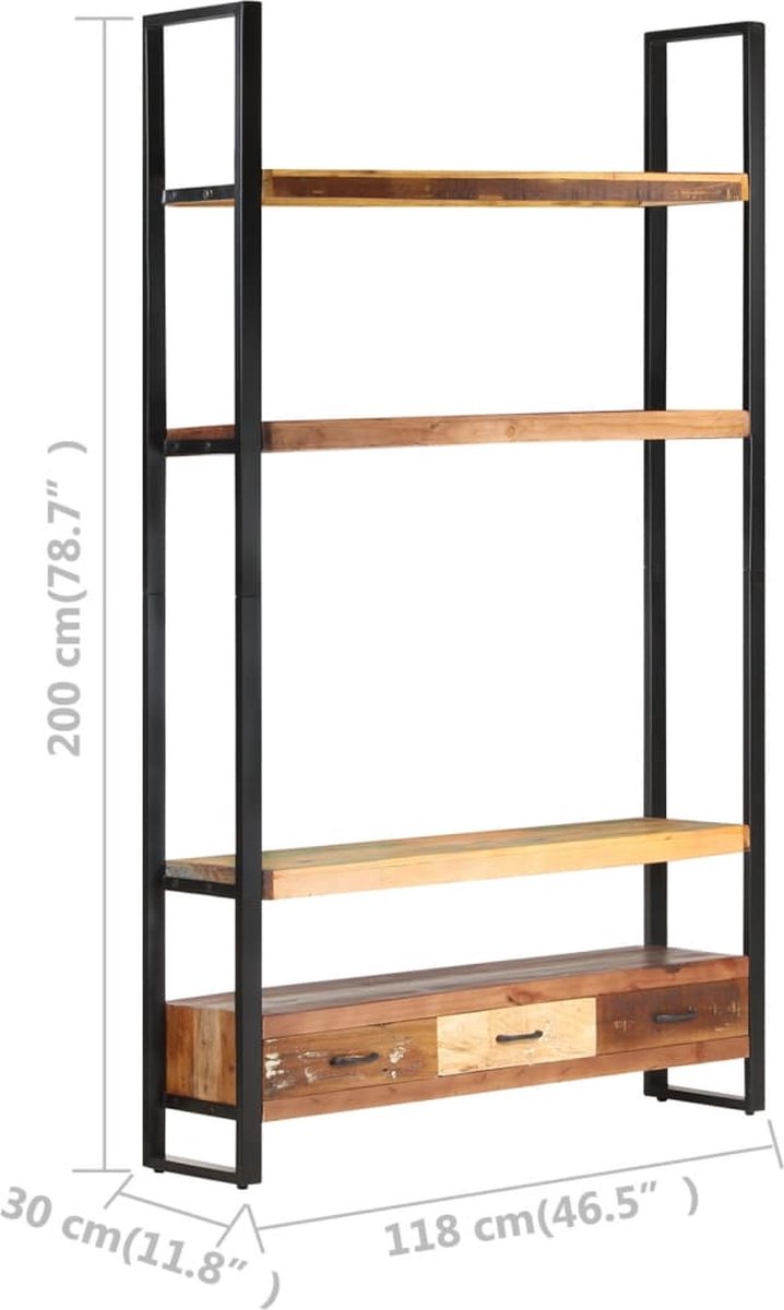 Vidaxl Hoge Kast 118x30x200 Cm Massief Gerecycled Hout - Bruin