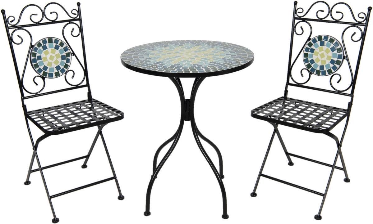 Clayre & Eef Bistroset Bistrotafel Bistrostoel (3-delig) 5y0768 Ø - Zwart