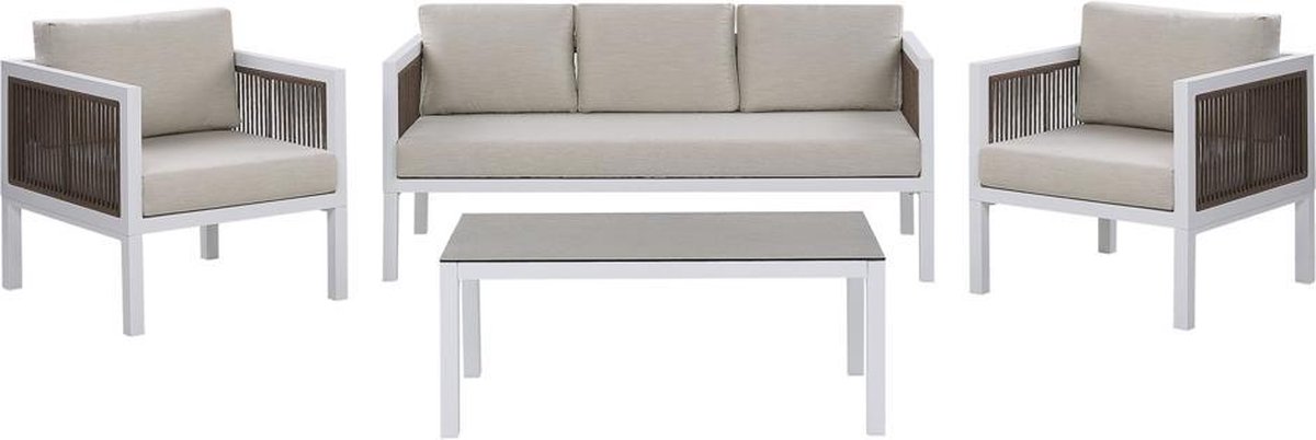 Beliani Borello Loungeset Aluminium 70 X 159 Cm - Blanco