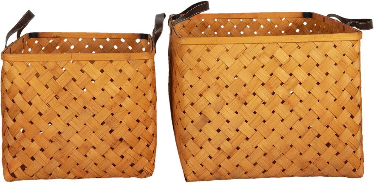 Clayre & Eef Mand (Set Van 2) - 30*30*26/36*36*30 Cm Rotan - - 6ro0484 - Bruin