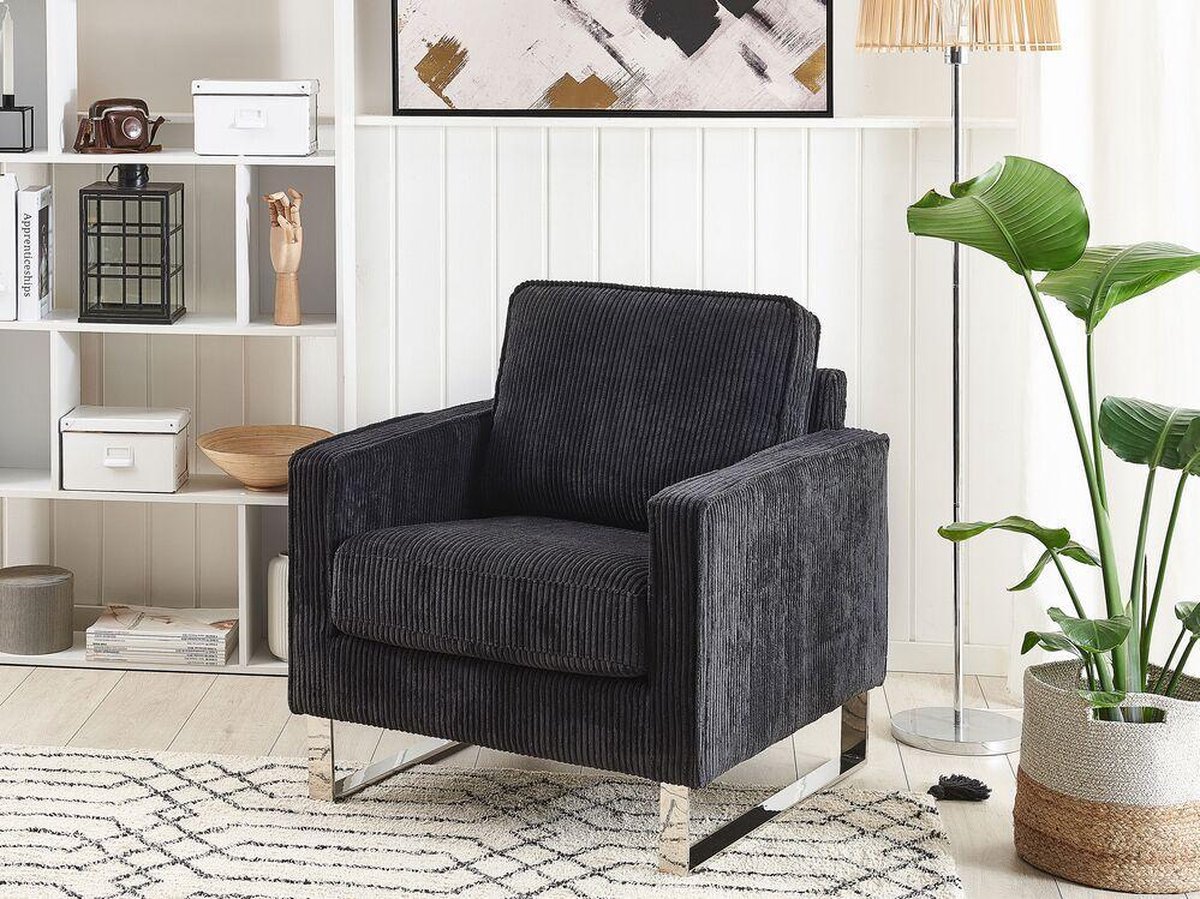 Beliani Vind Fauteuil Corduroy 82 X 76 Cm - Negro