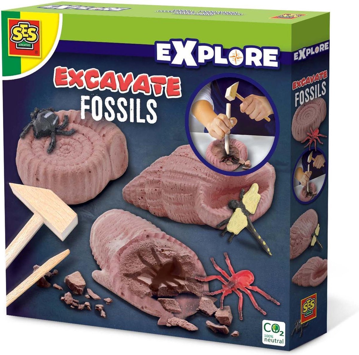 Ses Creative Opgravingsspel Explore Fossielen Junior 5-delig - Bruin