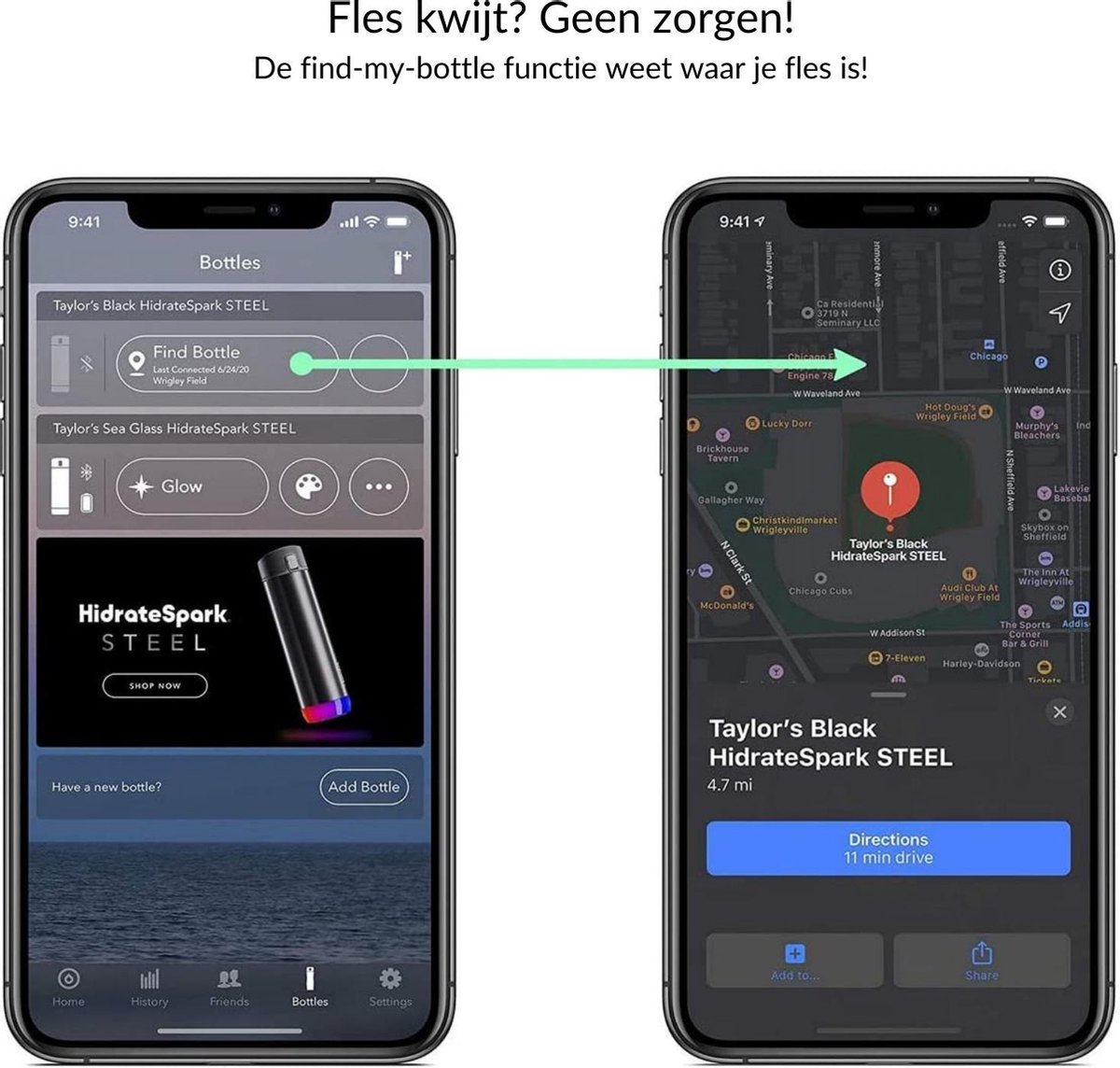 Hidrate Spark Steel Smart Waterfles - 620 Ml - Straw - Deep Blue - Blauw