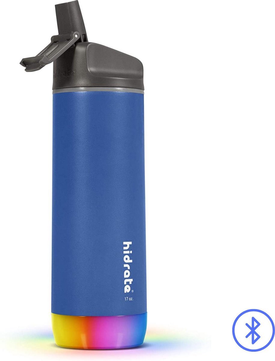 Hidrate Spark Steel Smart Waterfles - 620 Ml - Straw - Deep Blue - Blauw