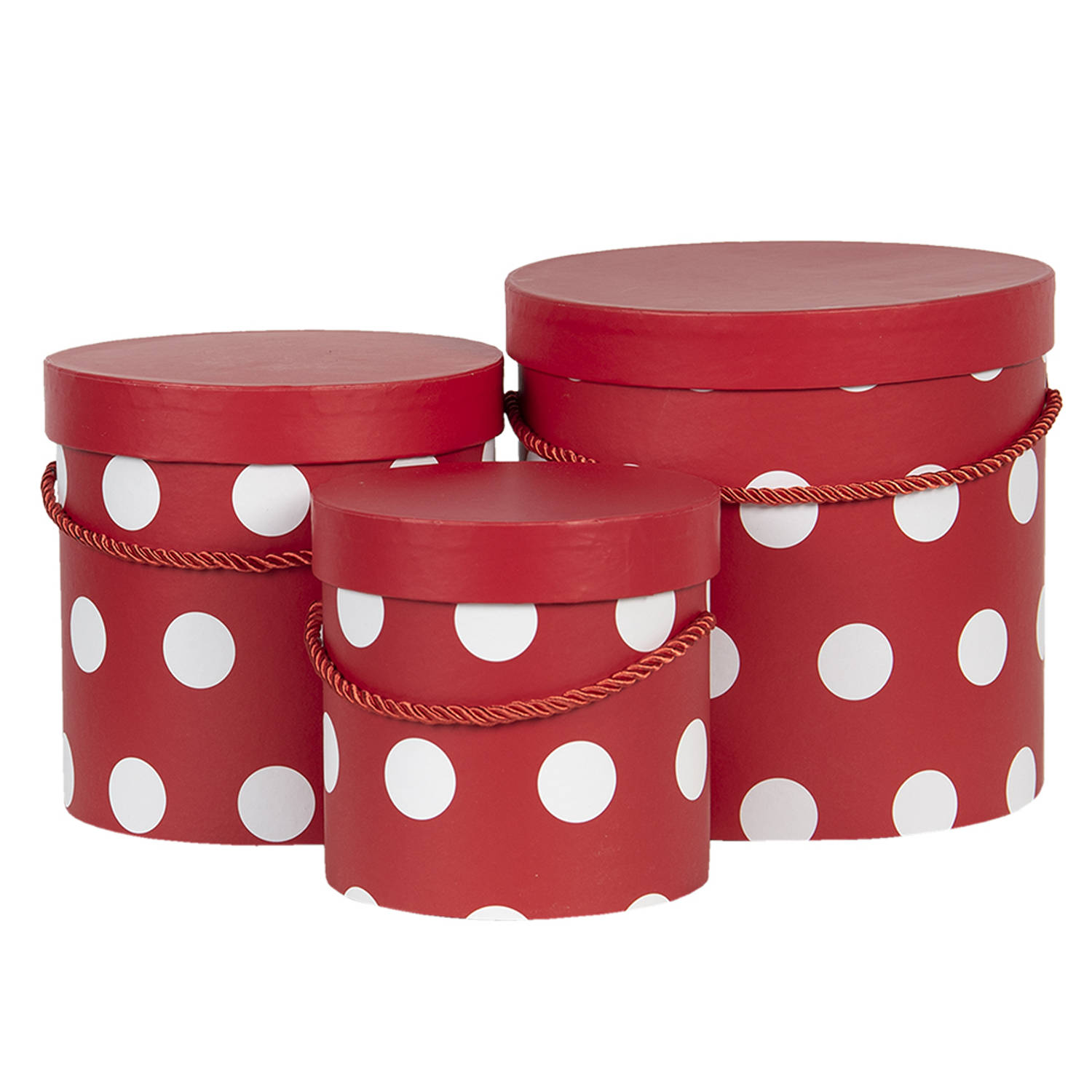 Clayre & Eef Hoedendoos (Set V 3) 64739 Ø 18*17 / Ø 15*15 / Ø 12*12 Cm - Rood