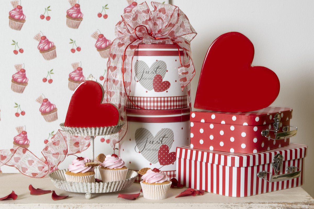 Clayre & Eef Hoedendoos (Set V 3) 64741 Ø 19*19 / Ø 17*17 / Ø 15*15 Cm - Rood