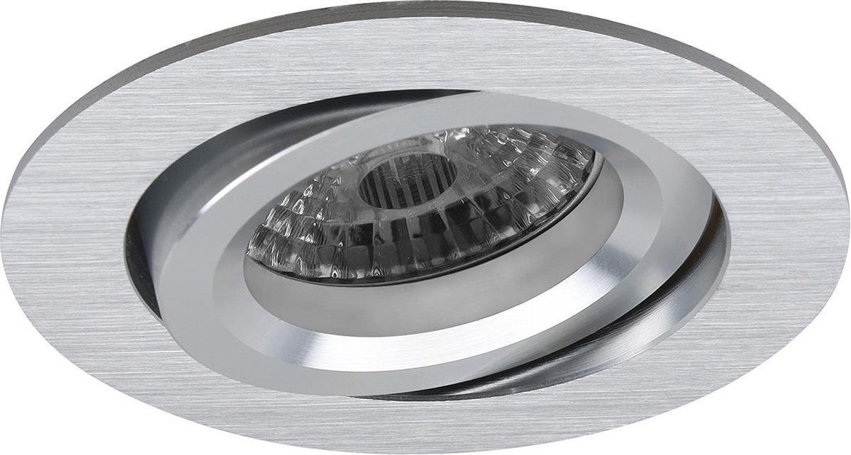 BES LED Spot Armatuur Gu10 - Pragmi Aerony Pro - Inbouw Rond - Mat Zilver - Aluminium - Kantelbaar - Ø82mm