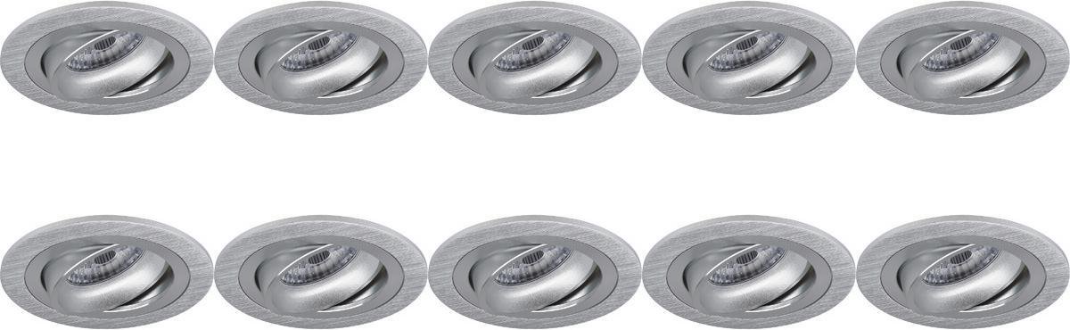 BES LED Spot Armatuur 10 Pack - Pragmi Alpin Pro - Gu10 Fitting - Inbouw Rond - Mat Zilver - Aluminium - Kantelbaar - Ø92mm