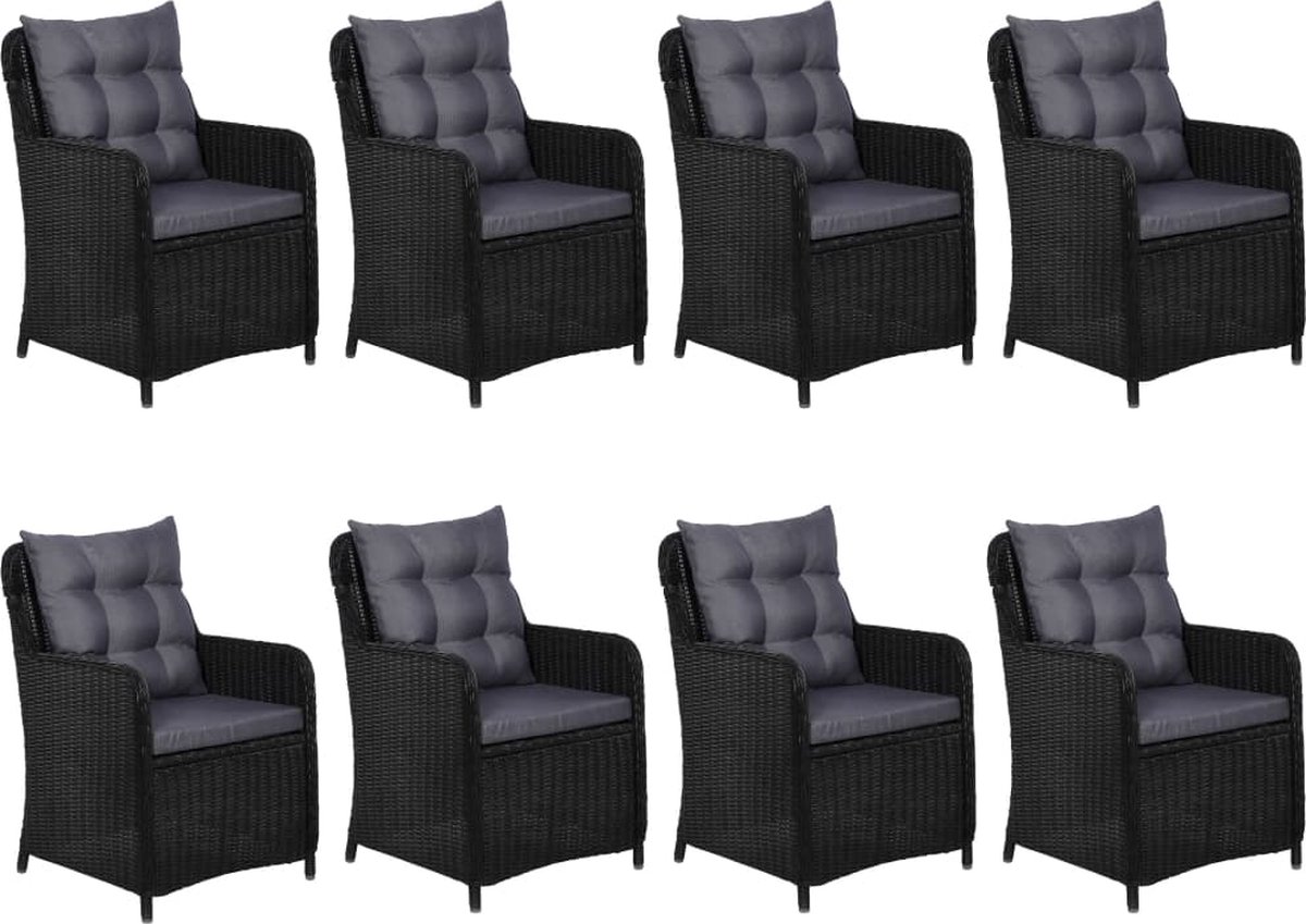 Vidaxl 9-delige Tuinset Poly Rattan - Zwart
