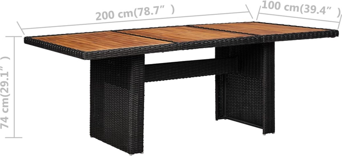 Vidaxl 9-delige Tuinset Poly Rattan - Zwart