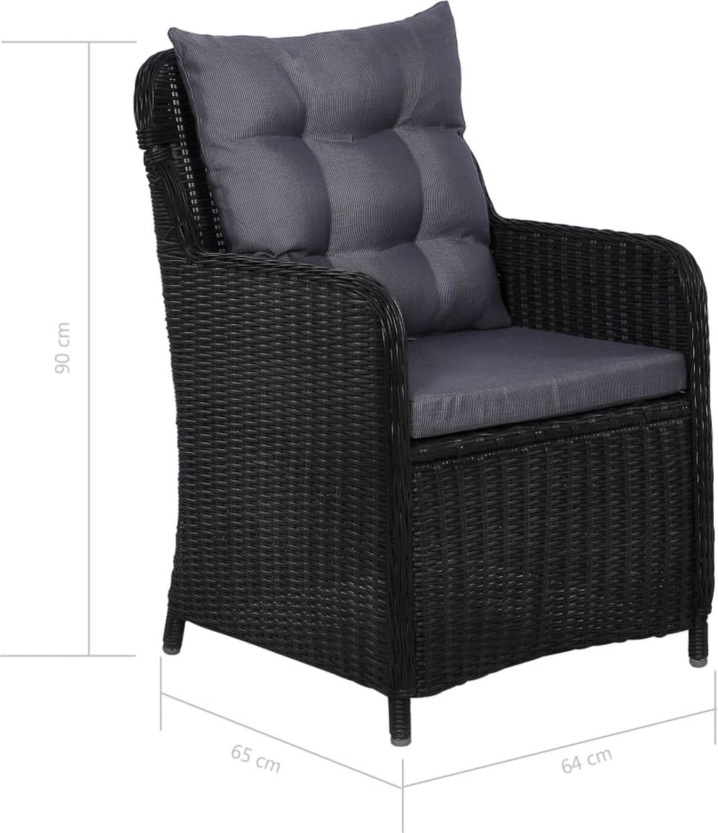 Vidaxl 9-delige Tuinset Poly Rattan - Zwart