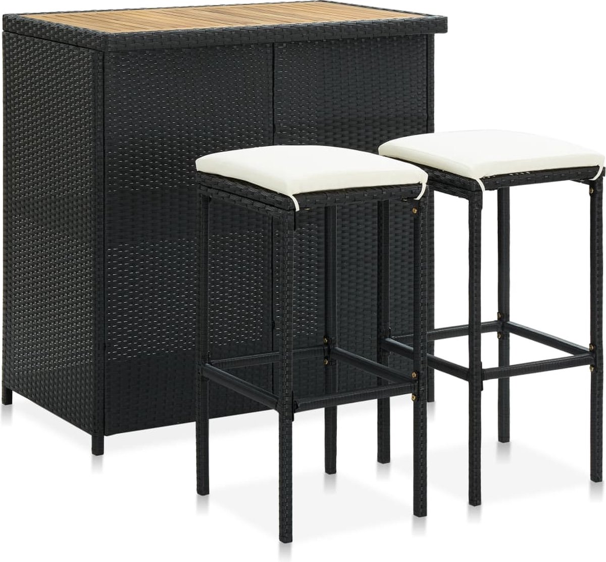 Vidaxl 3-delige Barset Poly Rattan - Zwart