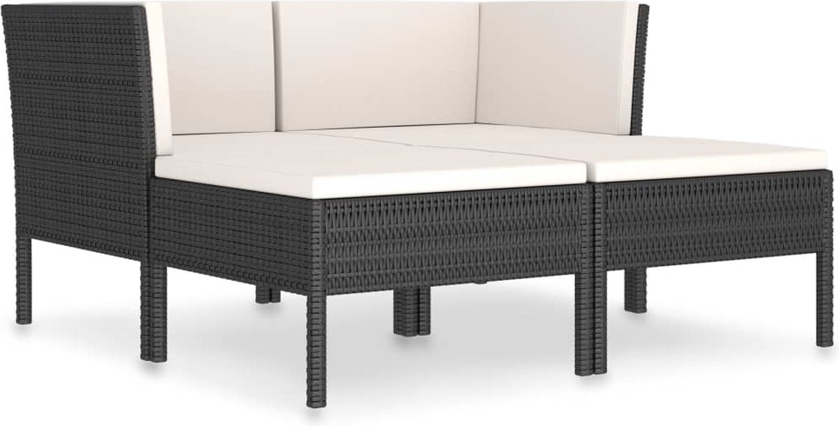 Vidaxl 4-delige Loungeset Met Kussens Poly Rattan - Zwart
