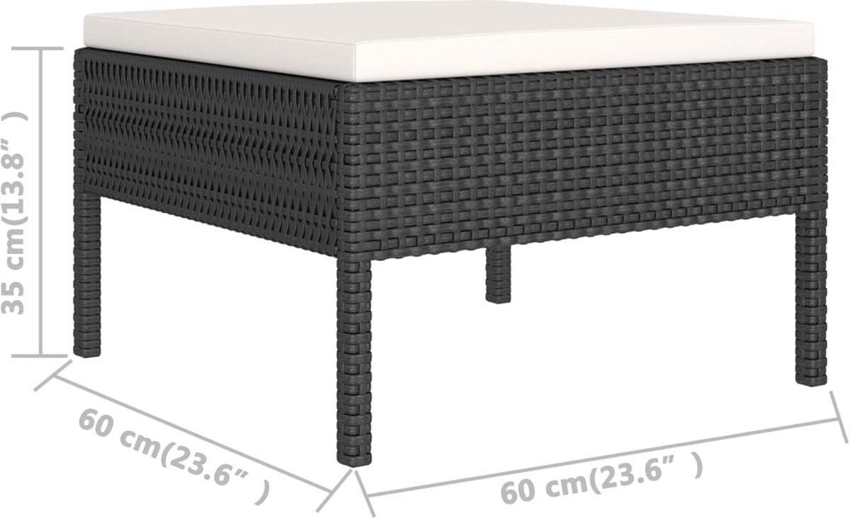 Vidaxl 2-delige Loungeset Met Kussens Poly Rattan - Zwart
