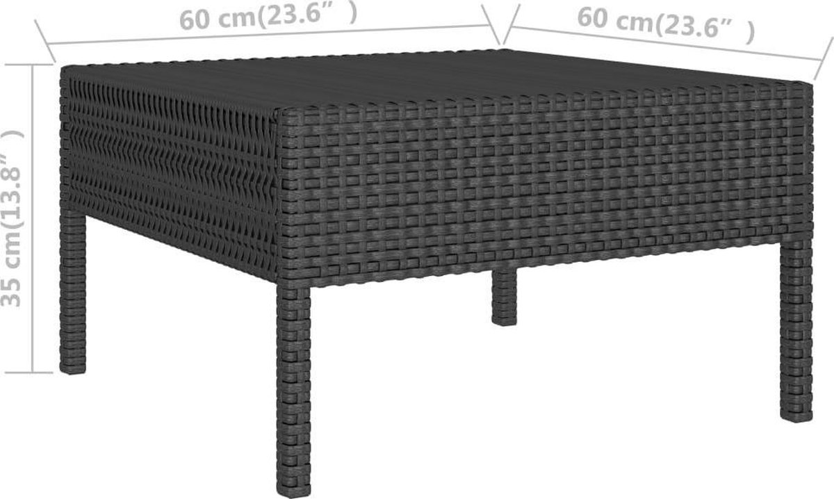 Vidaxl 2-delige Loungeset Met Kussens Poly Rattan - Zwart