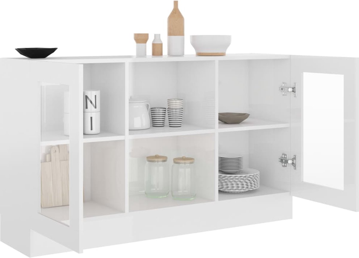 Vidaxl Vitrinekast 120x30,5x70 Cm Spaanplaat Hoogglans - Wit