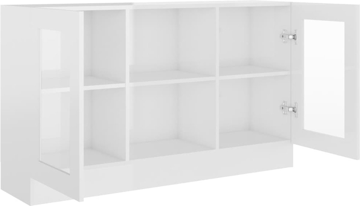 Vidaxl Vitrinekast 120x30,5x70 Cm Spaanplaat Hoogglans - Wit