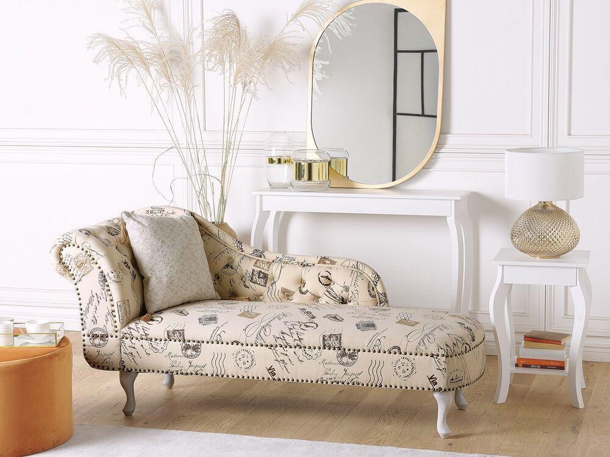 Beliani Nimes Chaise Longue Polyester 61 X 170 Cm - Beige