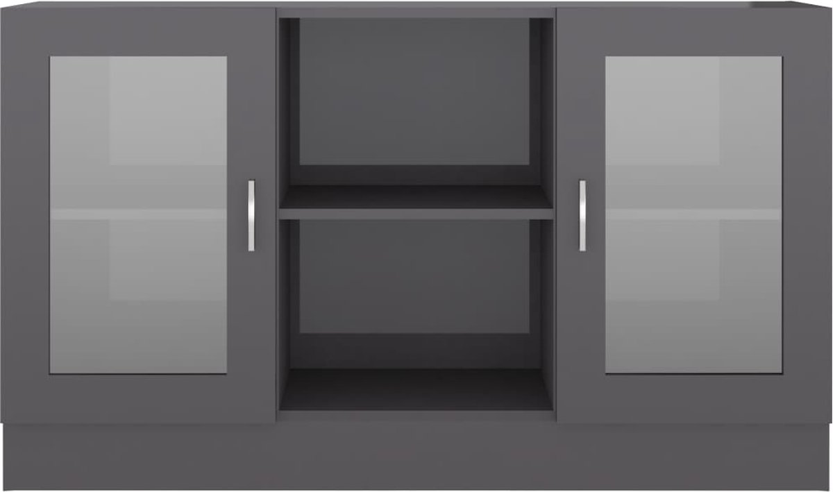 Vidaxl Vitrinekast 120x30,5x70 Cm Spaanplaat Hoogglans - Grijs