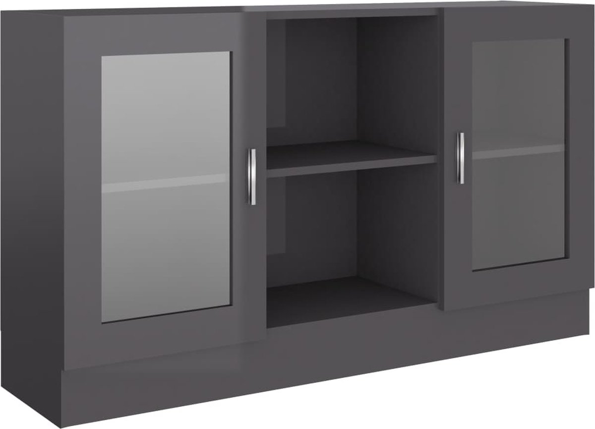 Vidaxl Vitrinekast 120x30,5x70 Cm Spaanplaat Hoogglans - Grijs
