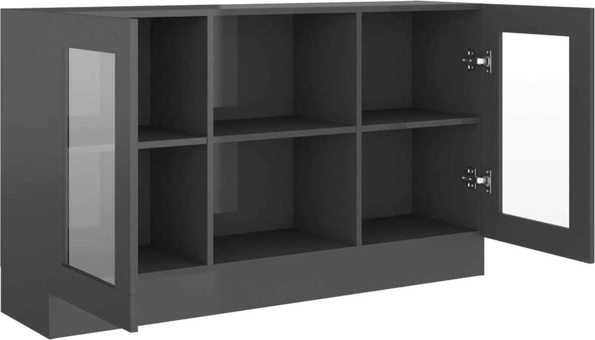 Vidaxl Vitrinekast 120x30,5x70 Cm Spaanplaat Hoogglans - Grijs