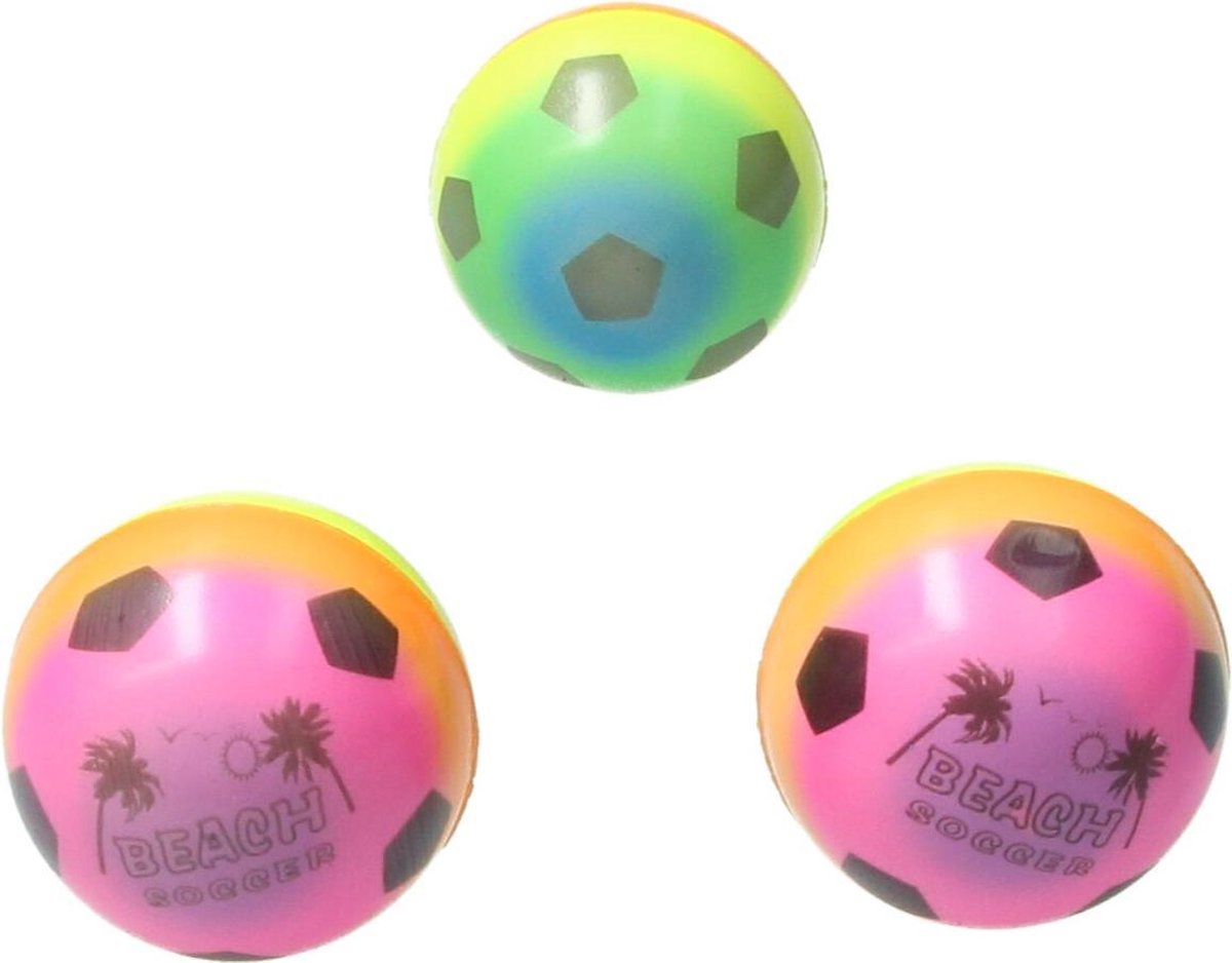 Banzaa Stressbal Medium Density -Regenboog Voetbal 6 Cm -3 Stuks