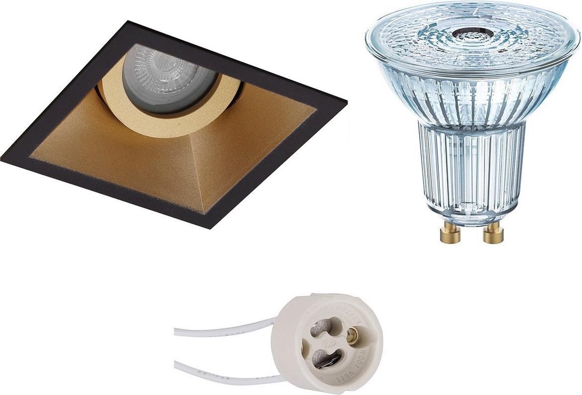 Osram - Led Spot Set - Parathom Par16 930 36d - Pragmi Zano Pro - Gu10 Fitting - Dimbaar - Inbouw Vierkant - Mat - Zwart