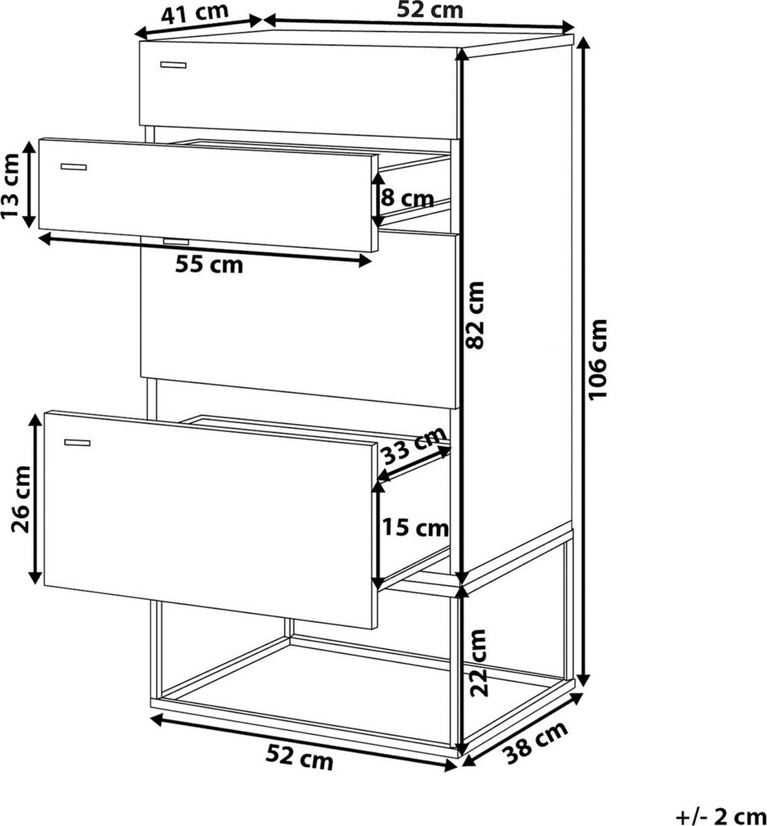 Beliani Acra Commode Vezelplaat 41 X 52 Cm - Grijs