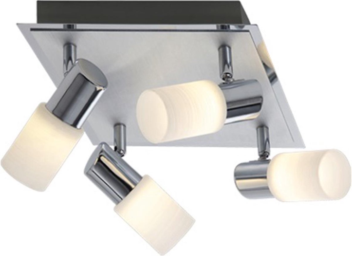 Osram - Led Plafondspot - Trion Clupo - 16w - Warm 3000k - 4-lichts - Vierkant - Mat Chroom - Aluminium - Wit