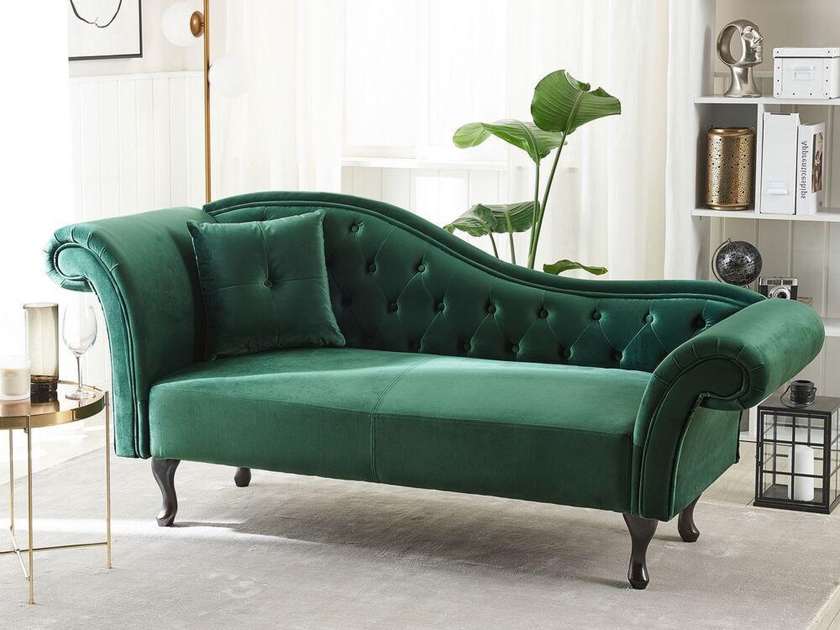 Beliani Lattes Chaise Longue Fluweel 188 X 59 Cm - Verde