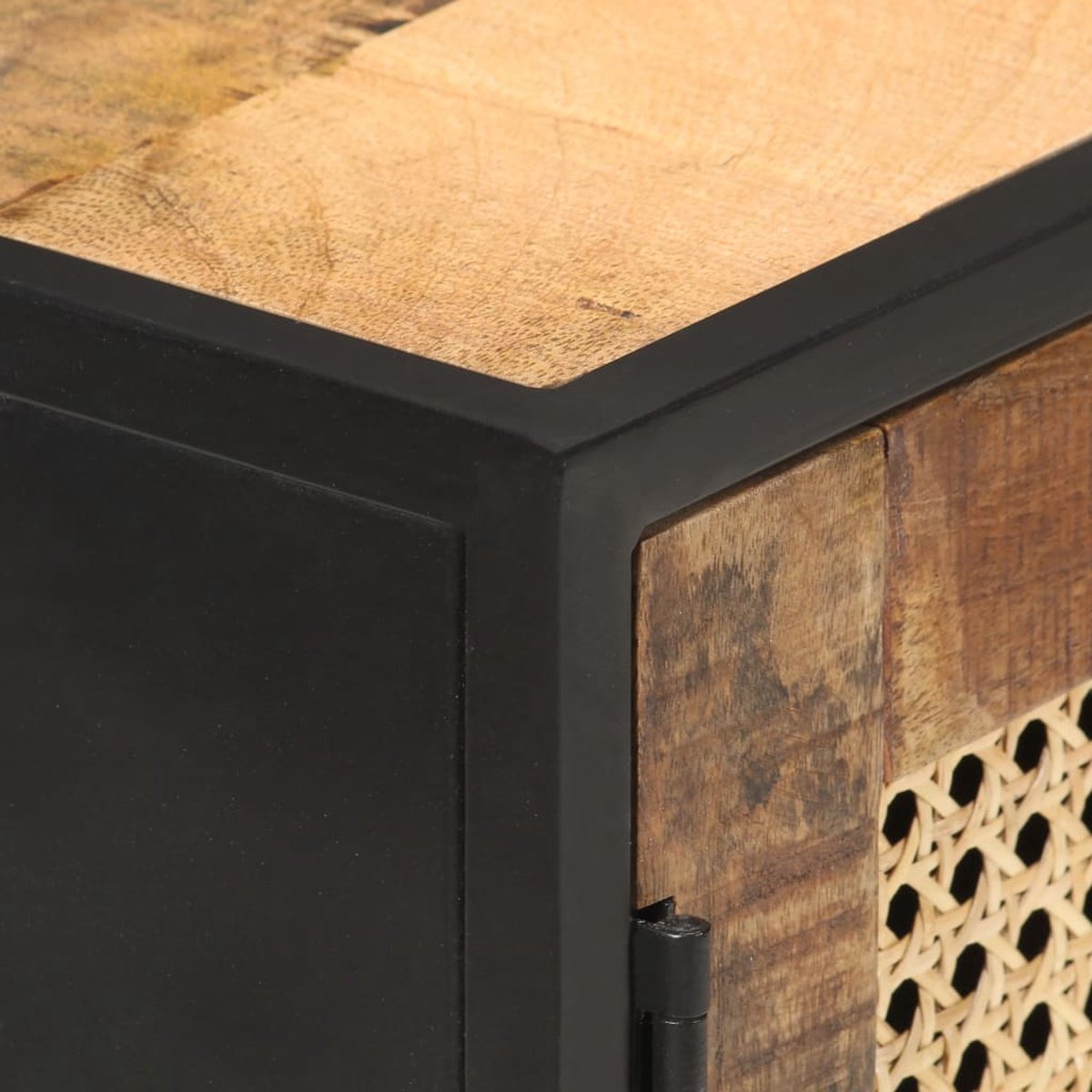 Vidaxl Dressoir 60x35x75 Cm Ruw Mangohout En Natuurlijk Riet - Bruin