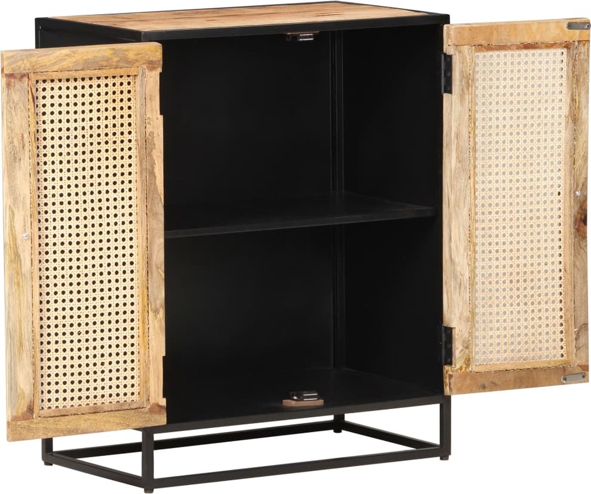 Vidaxl Dressoir 60x35x75 Cm Ruw Mangohout En Natuurlijk Riet - Bruin