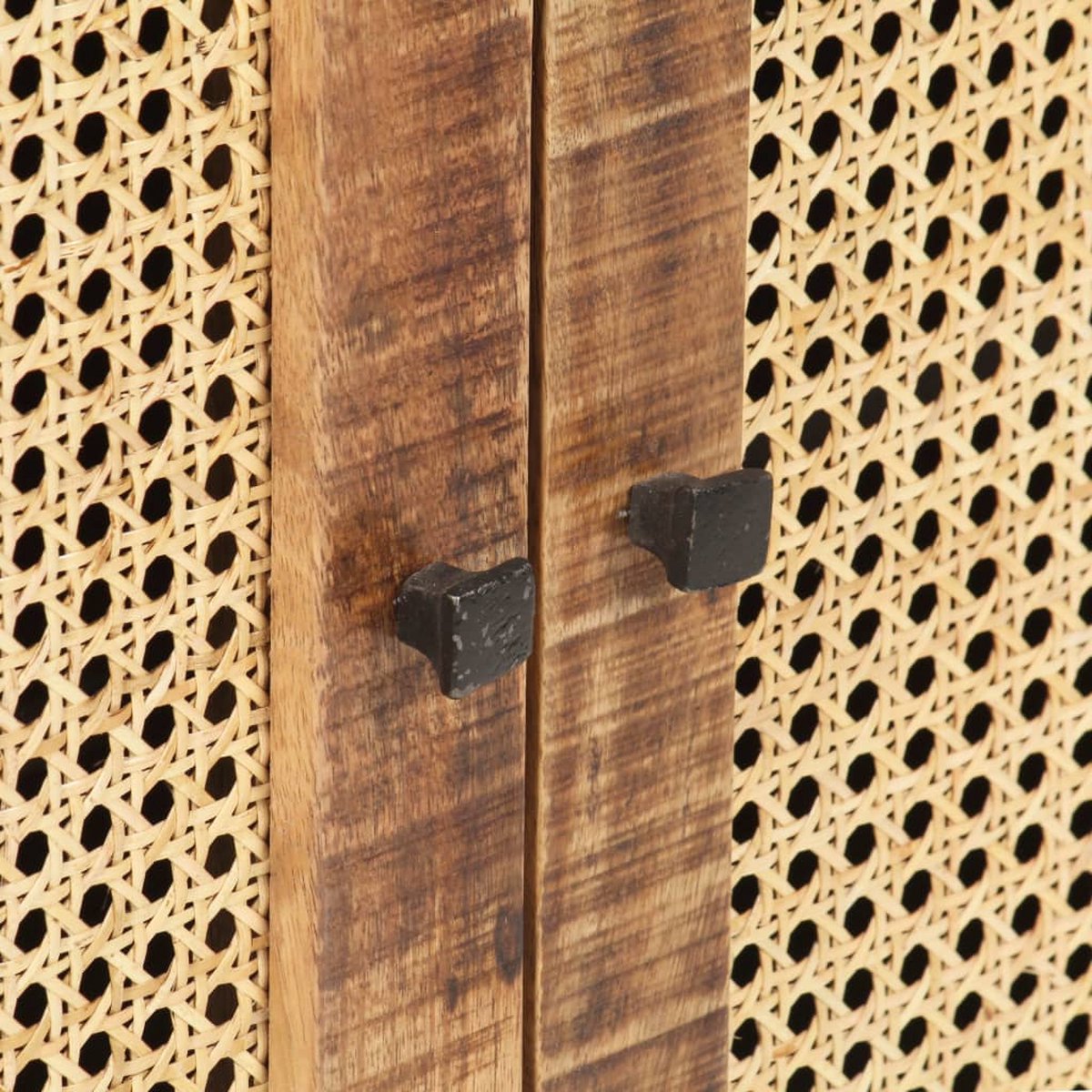 Vidaxl Dressoir 60x35x75 Cm Ruw Mangohout En Natuurlijk Riet - Bruin