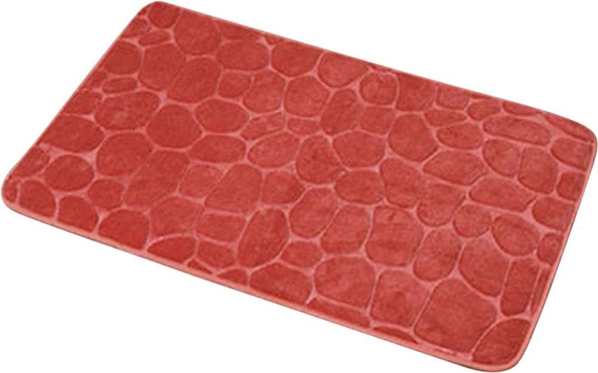 4Goodz Pebbles Zachte Traagschuim Badmat - Douchemat 50x80 Cm - - Rood