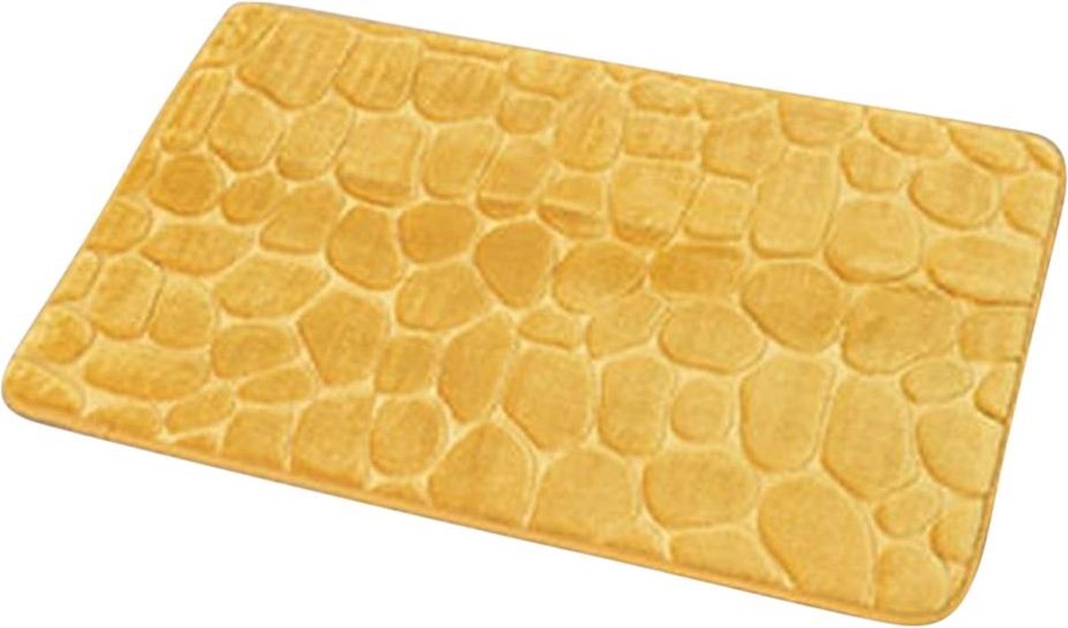 4Goodz Pebbles Zachte Traagschuim Badmat - Douchemat 50x80 Cm - - Geel