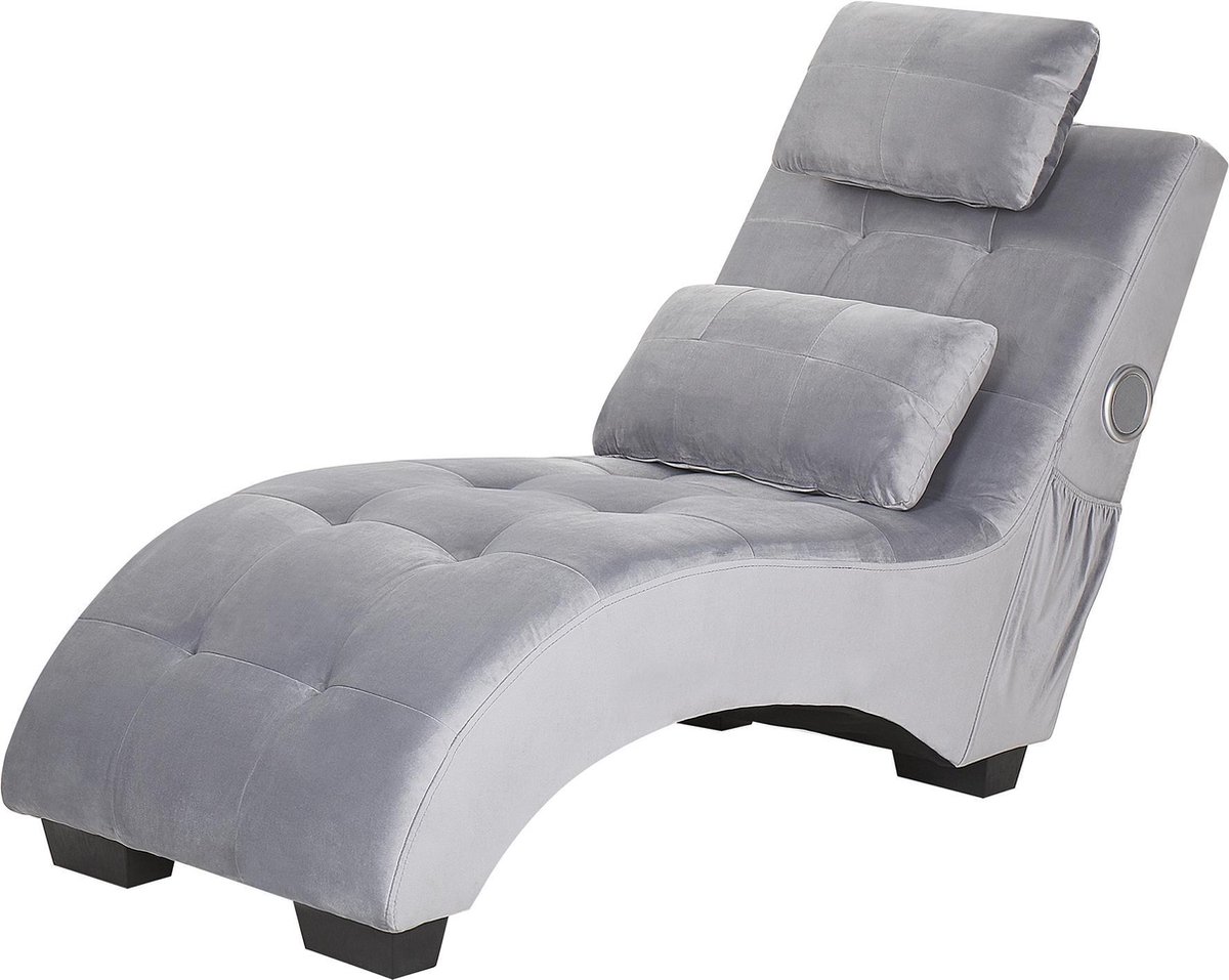 Beliani Simorre Chaise Longue Fluweel 66 X 157 Cm - Grijs