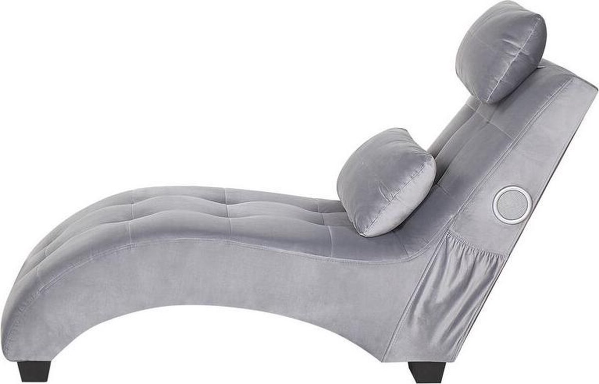 Beliani Simorre Chaise Longue Fluweel 66 X 157 Cm - Grijs