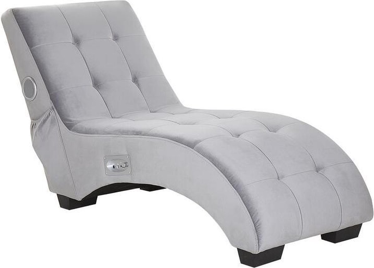 Beliani Simorre Chaise Longue Fluweel 66 X 157 Cm - Grijs