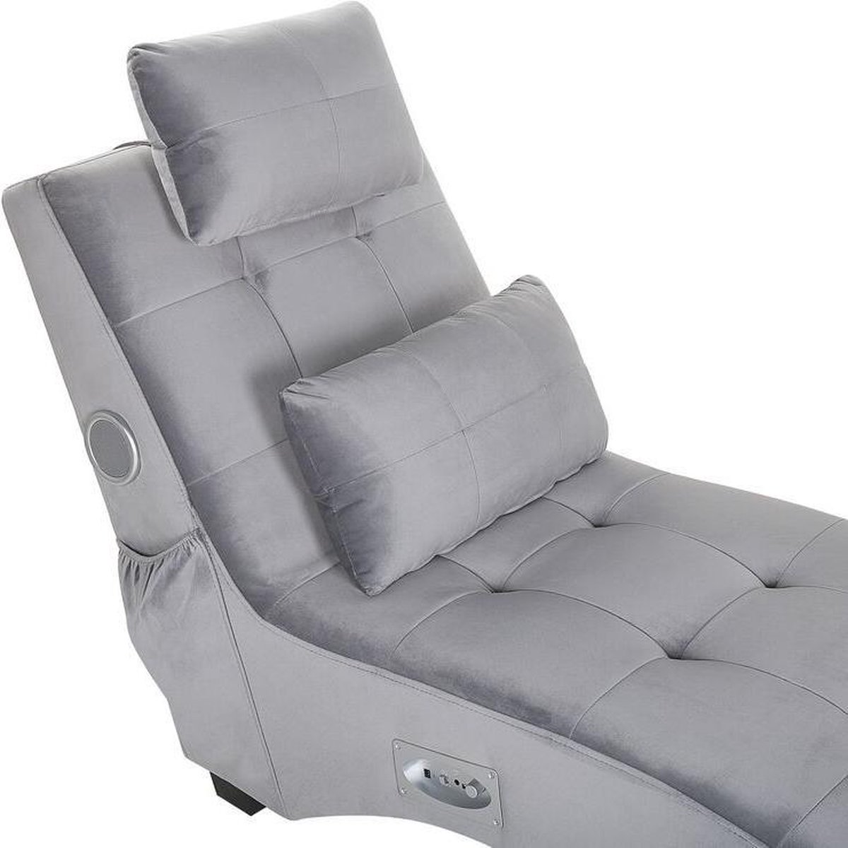 Beliani Simorre Chaise Longue Fluweel 66 X 157 Cm - Grijs