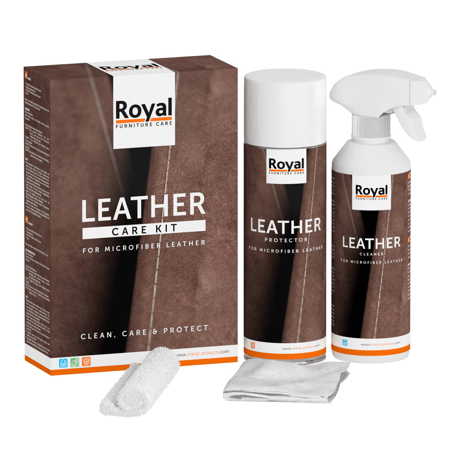 Furniture Care Microfibre Leather Care Kit - Oranje