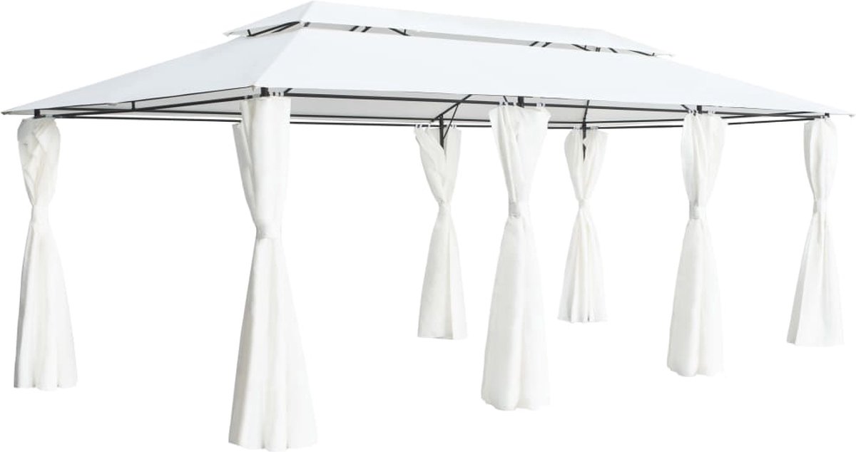 Vidaxl Prieel Met Gordijnen 180g/m² 600x298x270 Cm - Blanco